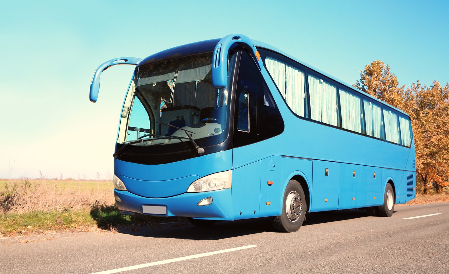 Commercial passenger coach on the road